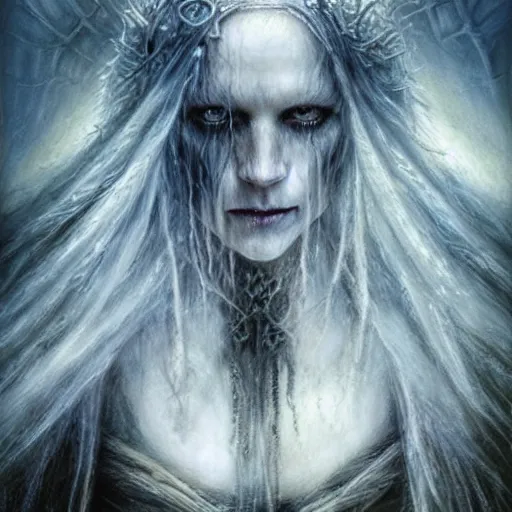 Image similar to head and shoulders portrait of a spectral, ghostly, shadowy wraith portrayed by gwynneth paltrow, d & d, fantasy, luis royo, magali villeneuve, donato giancola, wlop, krenz cushart