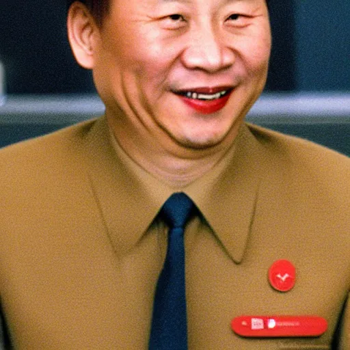 Prompt: xi jingping as 9 0 s it worker dorky smile