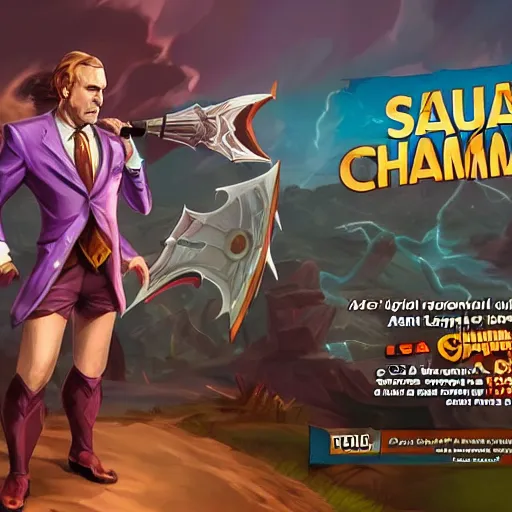 Prompt: saul goodman as a champion in league of legends, character design, champion showcase, screenshot, riot games, artstation