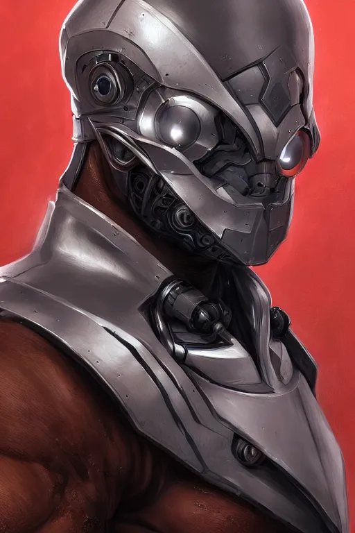 Image similar to a portrait of a faceless cyborg with a hood and mechanical part by Mars Chris and Artgerm, highly detailed, trending on artstation