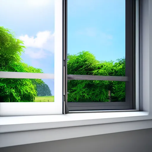 Prompt: 3 d rendered image of man oppening room window, fresh air blender 3 d keyshot unreal engine