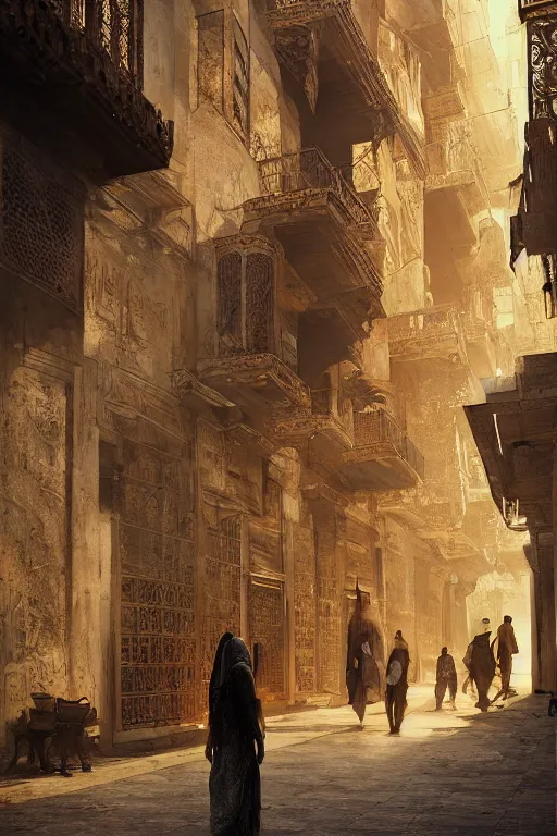 Image similar to the streets of old Cairo at the time of the pharaohs, intricate, elegant, volumetric lighting, digital painting, highly detailed, artstation, sharp focus, illustration, concept art, ruan jia, steve mccurry