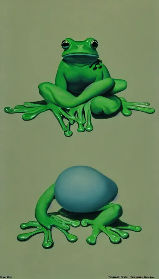 Image similar to frog by René Magritte, detailed, 4k