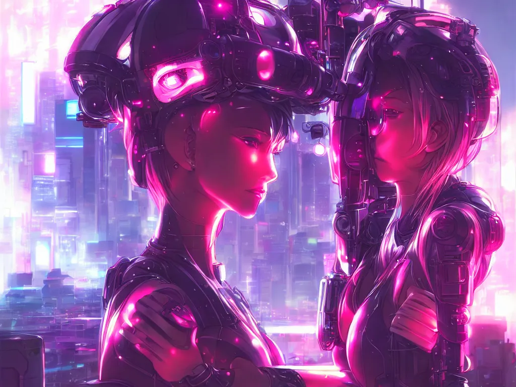 Image similar to portrait anime visual futuristic female cyber warrior, on cyberpunk neon light tokyo rooftop, ssci - fi and fantasy, intricate and very beautiful, concept art, smooth, illustration, art by rossdraws and taekwon kim / a - rang, luxearte and liya nikorov and rongzhen luo