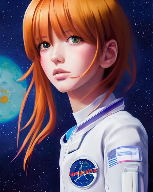 Image similar to portrait Anime astronaut girl cute-fine-face, pretty face, realistic shaded Perfect face, fine details. Anime. realistic shaded lighting by Ilya Kuvshinov Giuseppe Dangelico Pino and Michael Garmash and Rob Rey, IAMAG premiere