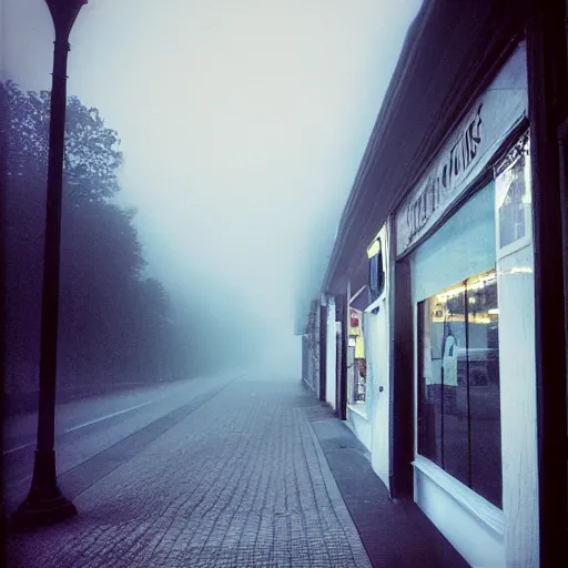 Prompt: Beautiful Photograph of foggy Store, soft camera-phone 2000s