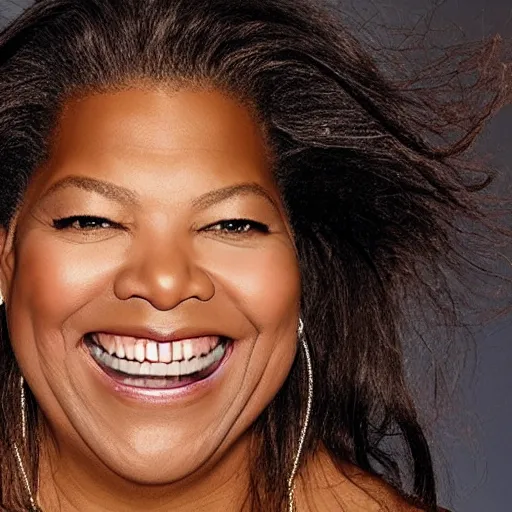Image similar to queen latifah grinning with huge teeth, award winning portrait photography