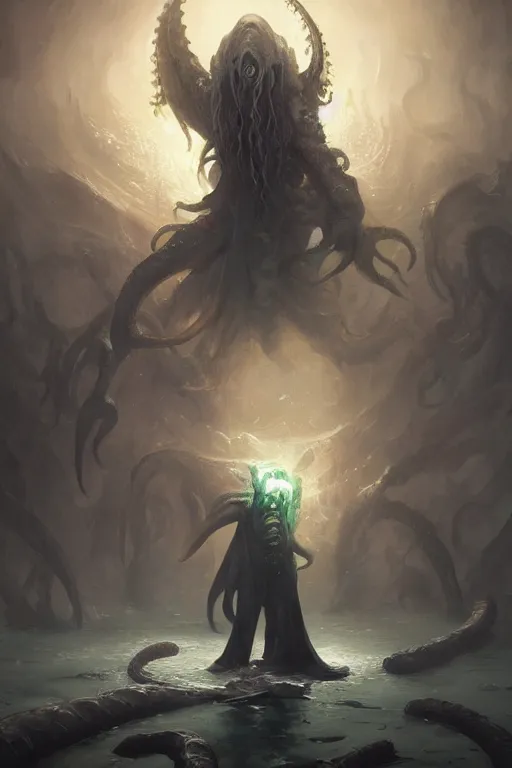 Image similar to cthulhu, digital art, magic the gathering, mtg, by greg rutkowski, trending on artstation