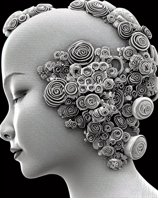 Image similar to mythical dreamy black and white organic bio-mechanical spinal ribbed profile face portrait detail of translucent steampunk beautiful siamese sisters females angelic-human-queen-vegetal-cyborg, highly detailed, intricate trnaslucent ivy jelly ornate, poetic, translucent roses ornate, 3D render, digital art, octane render, 8K artistic photography, photo-realistic, by Dora Maar