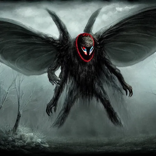 Image similar to a man was eaten by a giant mothman, he could only scream, ultra realistic pictures, detailed, hd, trending on deviantart