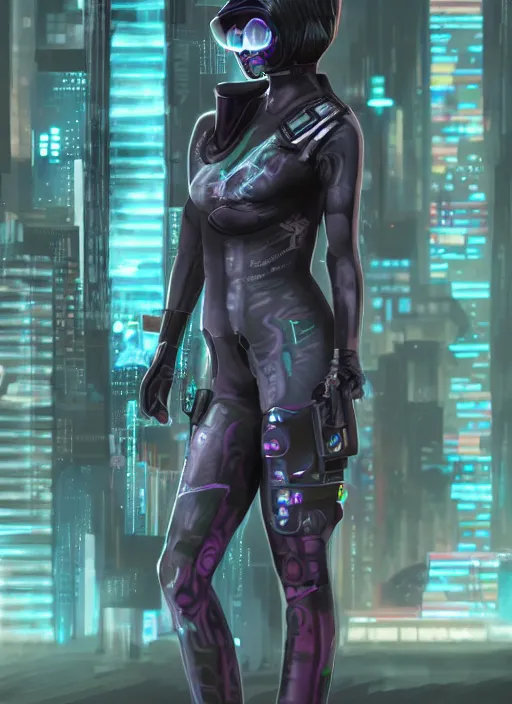 Prompt: full body detailed painting of a cyberpunk female