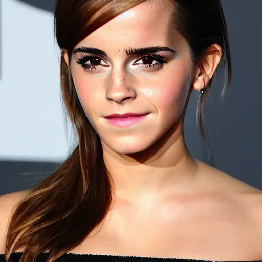 Image similar to emma watson mixed with kim kardashian full - figure profile shot