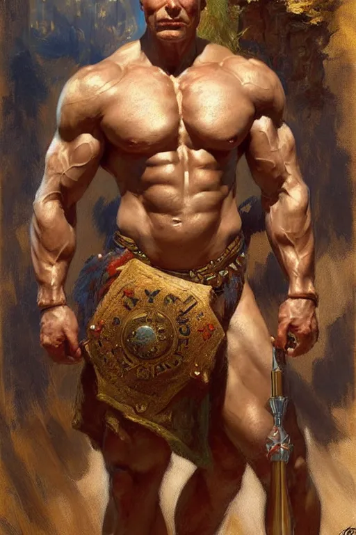 Image similar to muscular viktor orban, highly detailed painting by gaston bussiere, craig mullins, j. c. leyendecker 8 k