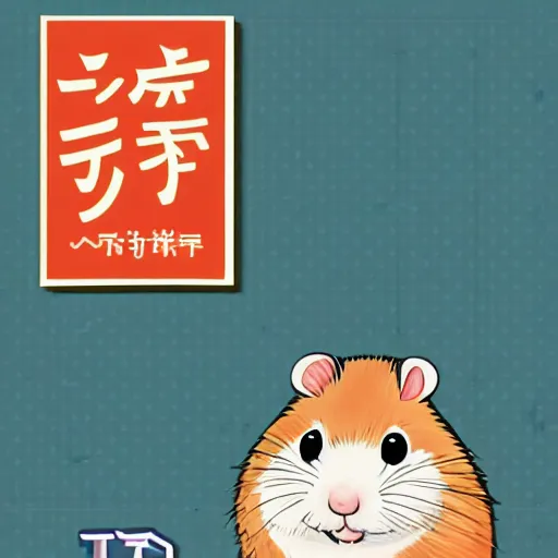 Image similar to a poster of a hamster in the style of Suehiro Maruo