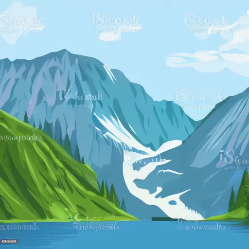 Image similar to mountain water illustration vector digital art trending on artstation h 7 6 8