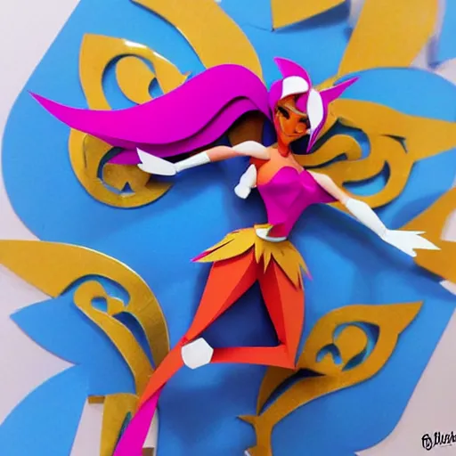 Prompt: a paper model of shantae, paper modeling art.