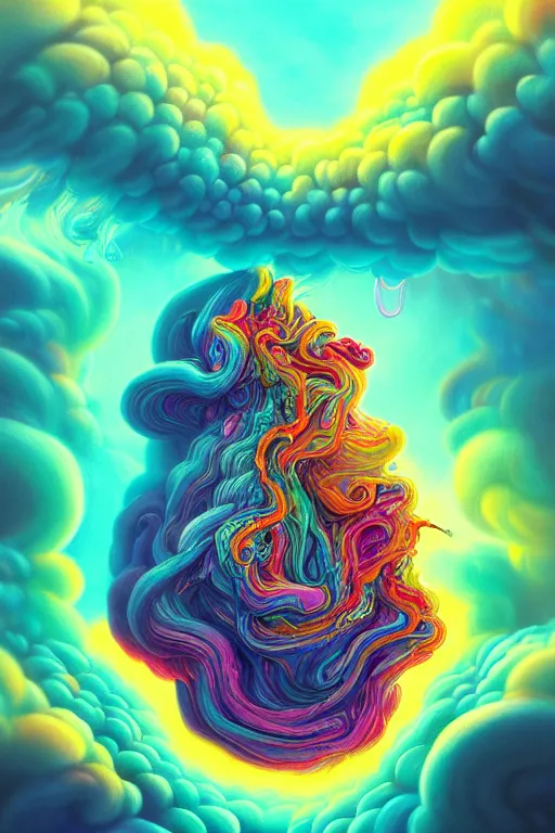 Prompt: colorful liquid smoke and clouds opening portal to another dimension, dmt, psilocybin, lsd, face, detailed, intricate, elegant, highly detailed, digital painting, artstation, concept art, smooth, sharp focus, illustration, art by hana yata, and artem demura and beeple, octane render, unreal engine, 8 k