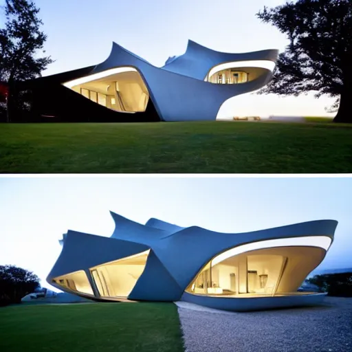 Image similar to house designed by zaha hadid