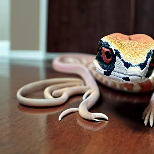 Image similar to ball python inside a house captured by home camera