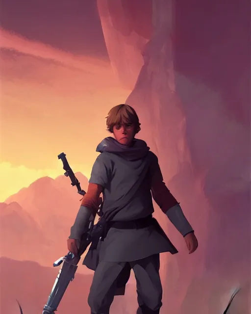 Image similar to young luke skywalker game design fanart by concept artist gervasio canda, behance hd by jesper ejsing, by rhads, makoto shinkai and lois van baarle, ilya kuvshinov