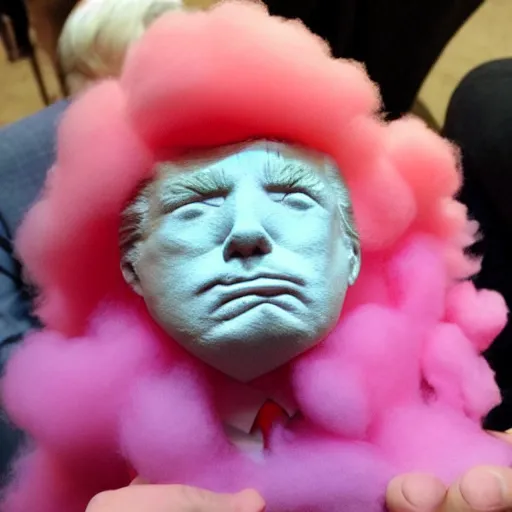 Prompt: donald trump made out of cotton candy