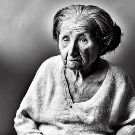 Image similar to an amazing award winning portrait photo of a old woman with black long hair, cinematic masterpiece