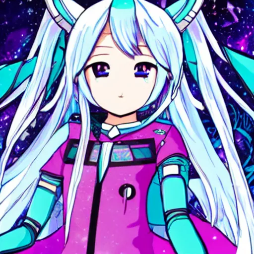 Prompt: Hatsune Miku the intergalactic space goddess of death