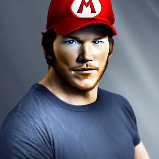 Image similar to a film still portrait of chris pratt dressed up as mario with a mario cap in real life as a real person, grotesque, disturbing, disgusting, realistic hyperrealistic 4 k resolution 8 k resolution highly detailed very detailed extremely detailed hd quality detailed face very detailed face extremely detailed face trending on artstation, modern portrait, modern photograph, film still