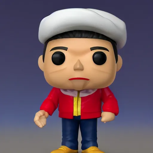 Image similar to 3 d render of funko pop figurine of hugo chavez. realistic. photo. photorealistic. detailed. high quality. high resolution. lossless quality. lossless. 8 k. hdr. 4 k. 8 k resolution. 1 6 k resolution