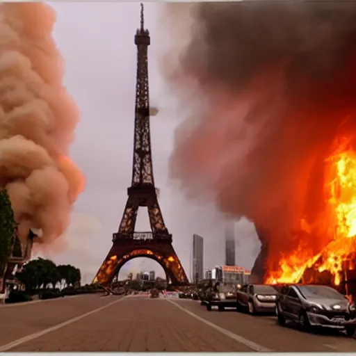 Image similar to effiel tower on fire