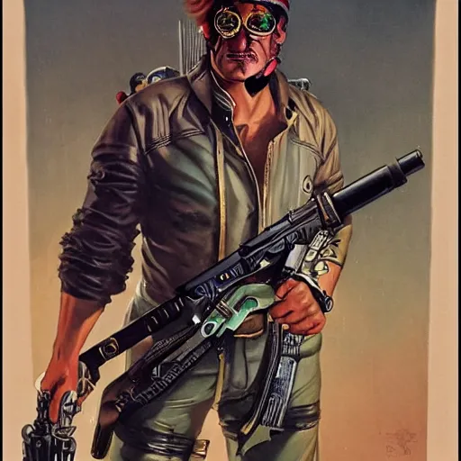 Image similar to cyberpunk mercenary. portrait by will eisner and gil elvgren