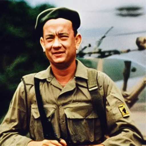 Prompt: “Tom Hanks as a soldier in Vietnam, historical photograph, award winning”
