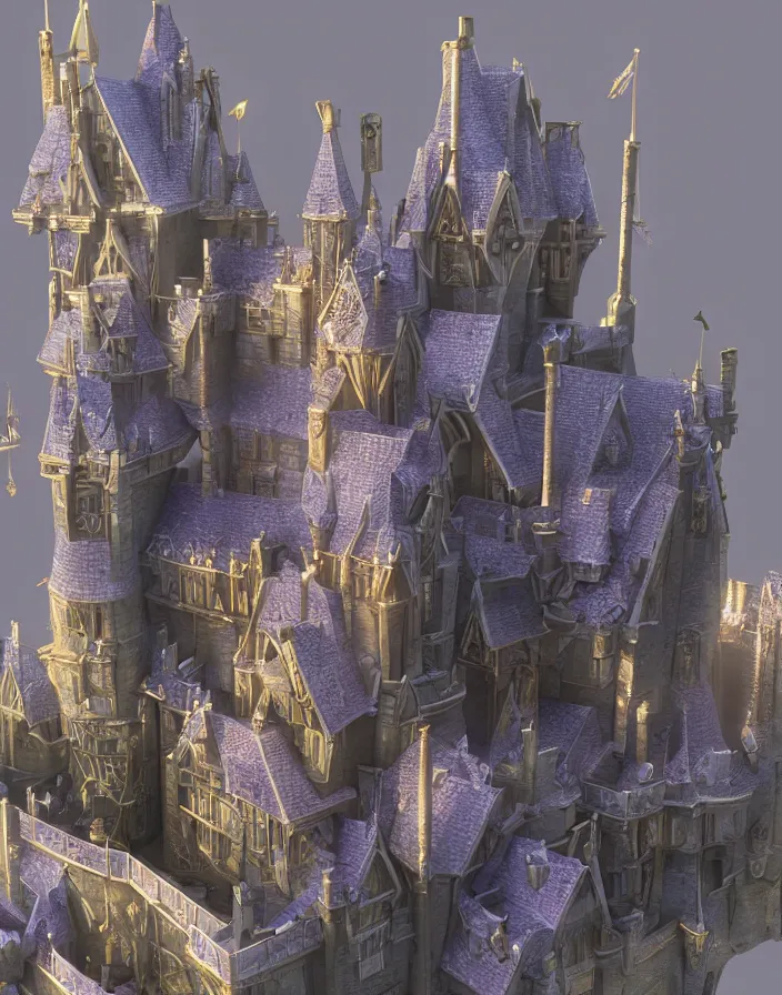 Image similar to crystal magical castle, 3d render, octane render, photorealistic highly detailed aesthetic