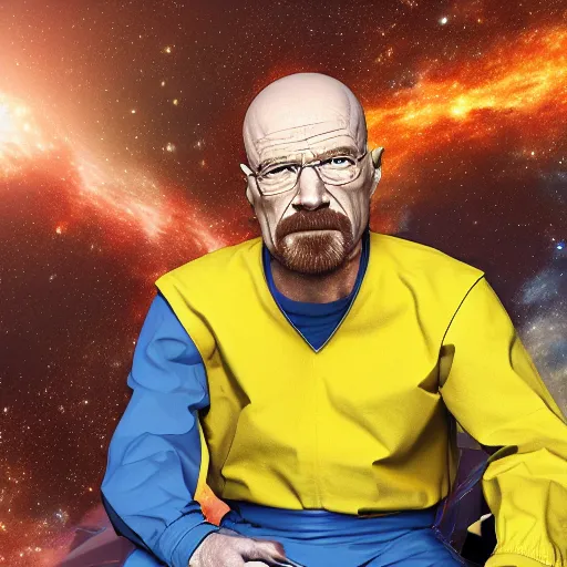 Prompt: 3 d render of walter white in space with nothing but shorts, 4 k image, space themed