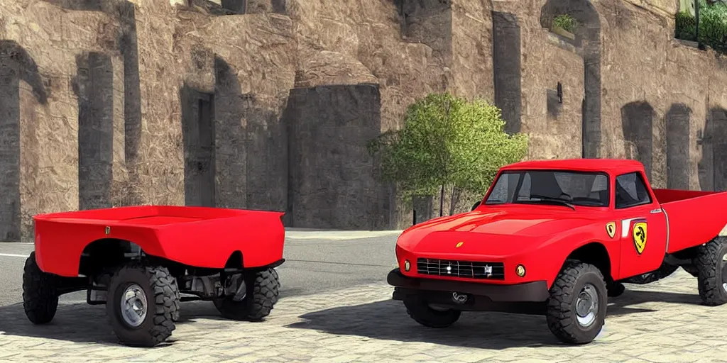 Image similar to “Ferrari Pickup Truck, 4K, ultra realistic”