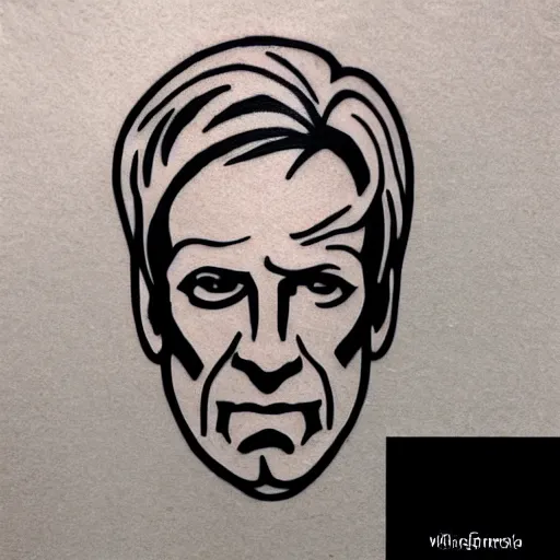 Image similar to tattoo design, stencil, portrait of saul goodman, symmetrical face