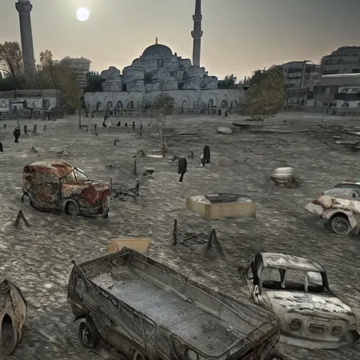 Image similar to istanbul, wasteland, realistic, ghouls, üsküdar