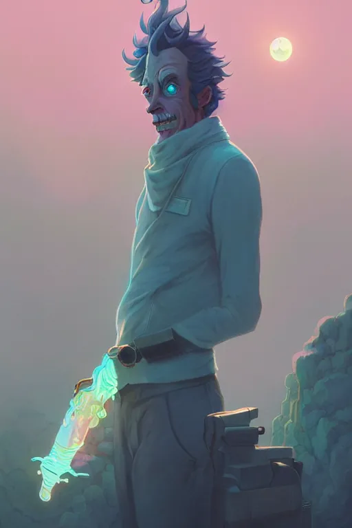 Image similar to highly detailed surreal vfx portrait of a rick sanchez, stephen bliss, unreal engine, greg rutkowski, loish, rhads, beeple, makoto shinkai and lois van baarle, ilya kuvshinov, rossdraws, tom bagshaw, alphonse mucha, global illumination, detailed and intricate environment