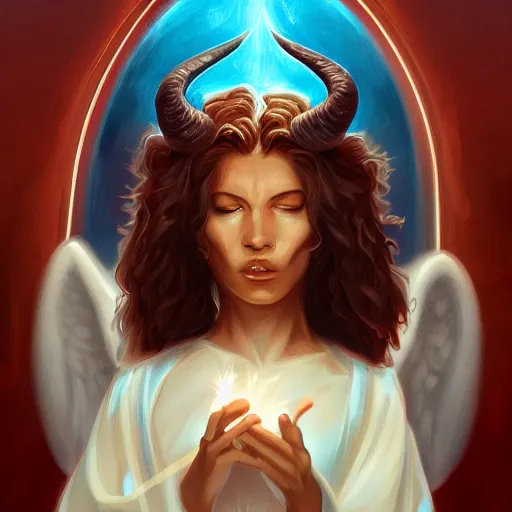 Prompt: angel gabriel possessed by baphomet, digital painting, ultradetailed, artstation, oil painting, ultradetailed, artstation