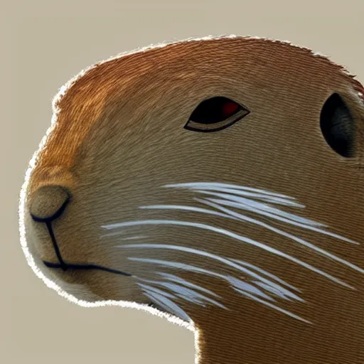 Image similar to a prairie dog wearing a predator mask, highly detailed, concept art
