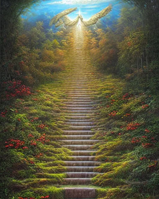 Prompt: Stairway to heaven by Tomasz Alen Kopera, masterpiece