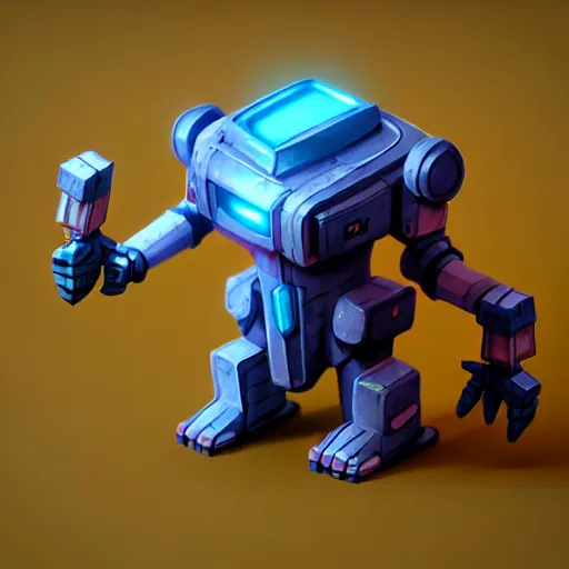 Prompt: Isometric 3D Fantasy Cute Cat Mecha, Smoth 3D Illustration, Cinematic Matte Painting, soft render, Servando Lupini, handpaint texture, Blender, 3DCoat