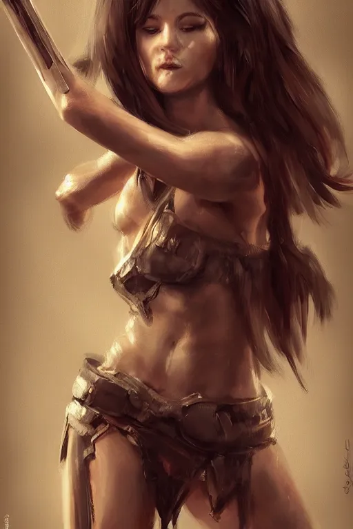 Image similar to head and legs portrait of a barbarian female, ultra sharp, very detailed, high quality focus by wlop