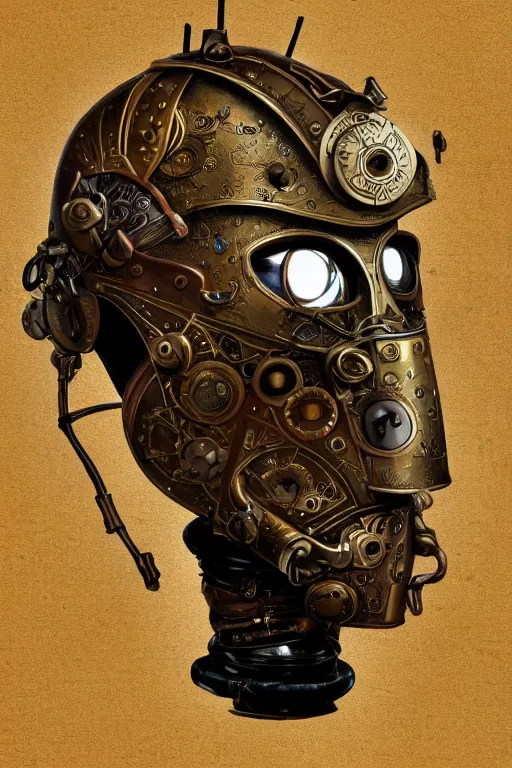 Image similar to steampunk helmet fantasy art mask robot ninja stylized digital illustration sharp focus, elegant intricate digital painting artstation concept art global illumination ray tracing advanced technology chaykin howard and campionpascale and cooke darwyn and davis jack