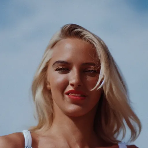 Image similar to 35mm photo of a blonde woman
