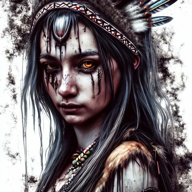 Prompt: full body pose, beautiful adult native american fairy, dirty, grungy, grunge, highly detailed, 4 k, hdr, smooth, sharp focus, high resolution, award - winning photo, artgerm, photorealistic