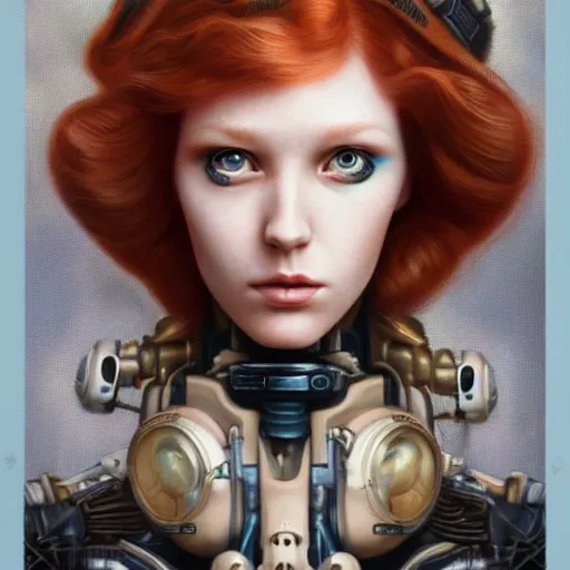 Prompt: Lofi pale redhead BioPunk Steampunk portrait, Pixar style, by Tristan Eaton Stanley Artgerm and Tom Bagshaw.