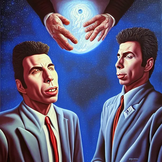 Image similar to an oil on canvas portrait painting of john travolta, surrealism, surrealist, cosmic horror, rob gonsalves, high detail