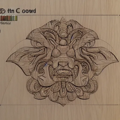 Prompt: cnc wood carving pencil sketch