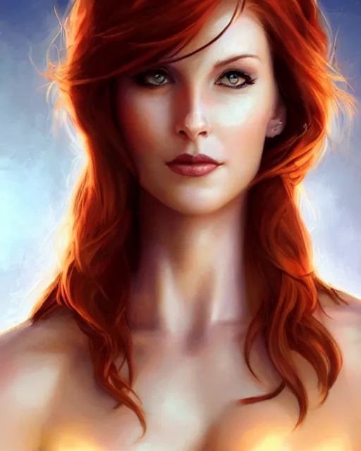 Prompt: a stunning portrait of triss merigold with short bob hair, digital art by julie bell and artgerm and ross tran and angel ganev, medium shot portrait, highly detailed, trending on artstationhq